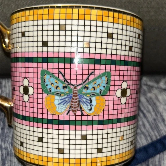 Anthropologie Pink and Gold Butterfly Mug - Picture 7 of 13